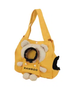 Yellow canvas pet carry bag for small cats and dogs