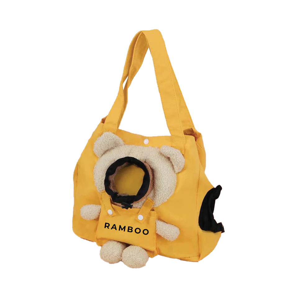 Yellow canvas pet carry bag for small cats and dogs